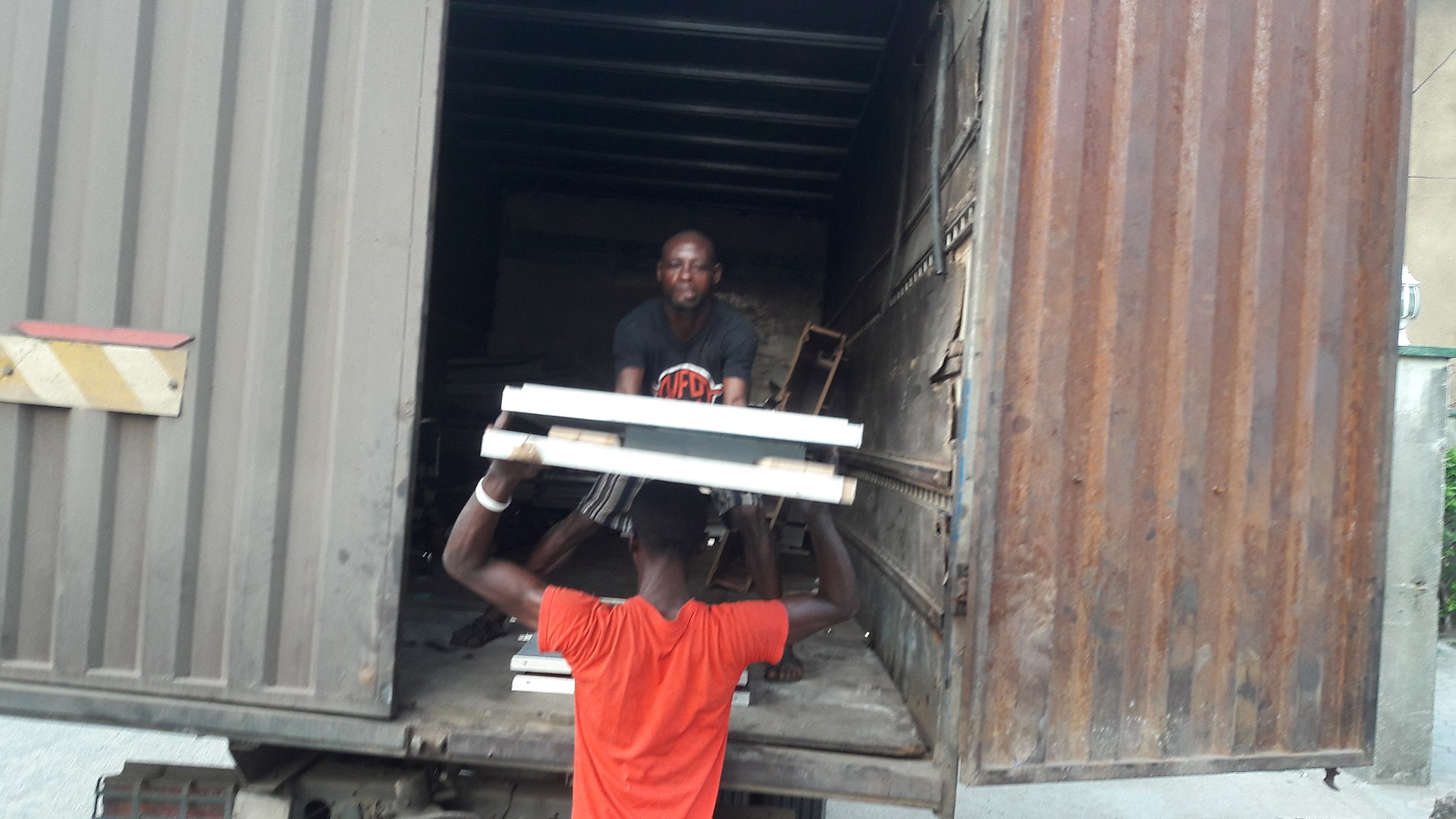 Cargo truck at loading dock